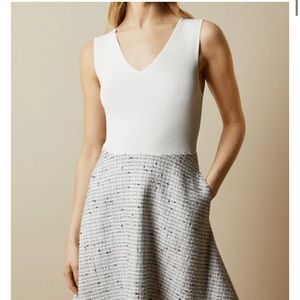 Ted Baker Adalad Ivory Tweed Tailored Dress